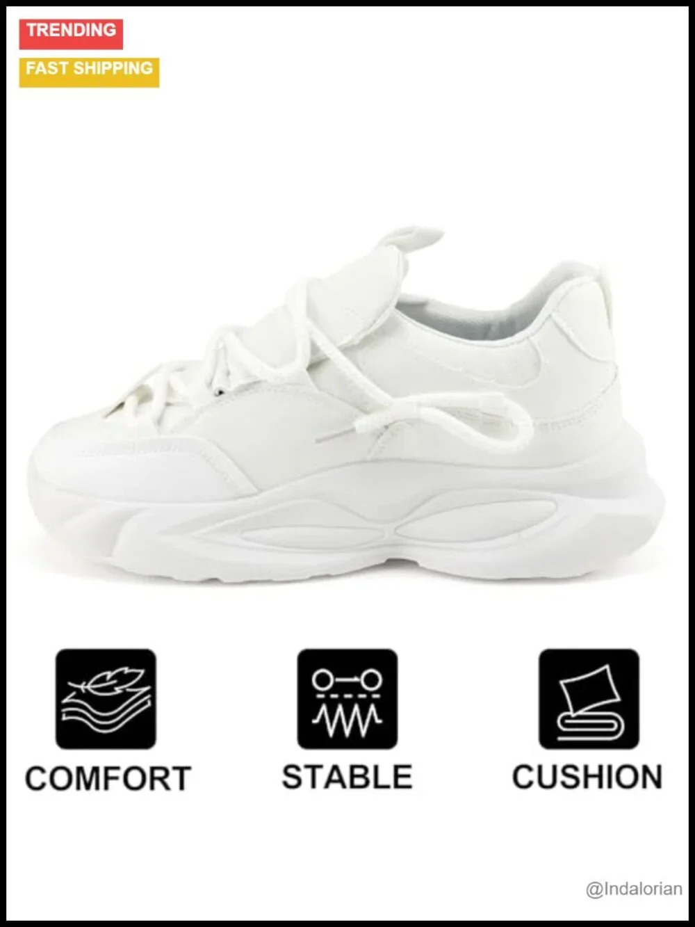 Chunky Sneakers Men's Fashion Sneakers Faux Leather Lace Up Platform Non Slip
